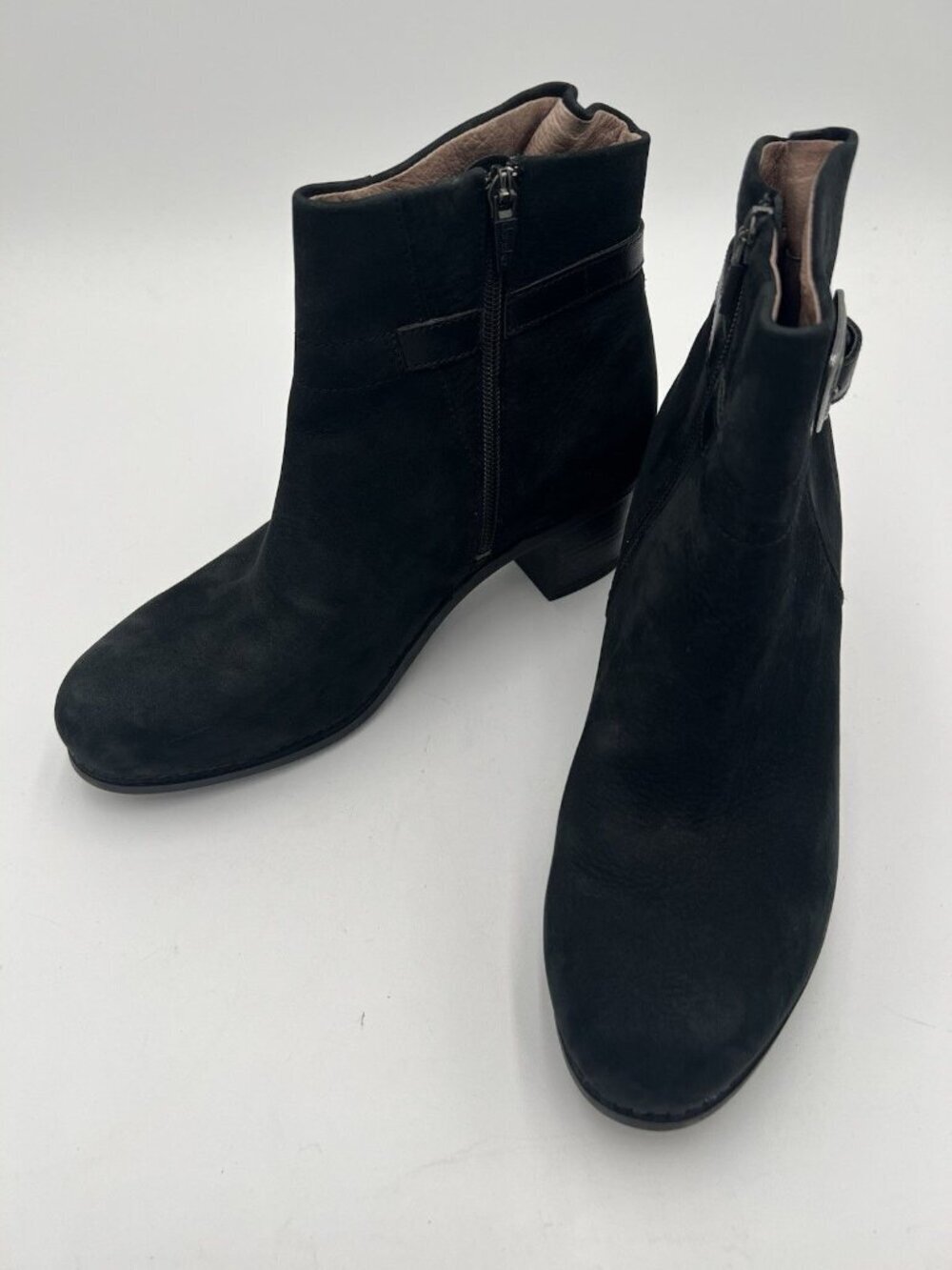 Dansko Black Leather Ankle Boots Size 41 Buckle Strap Block Heel Comfort Shoes